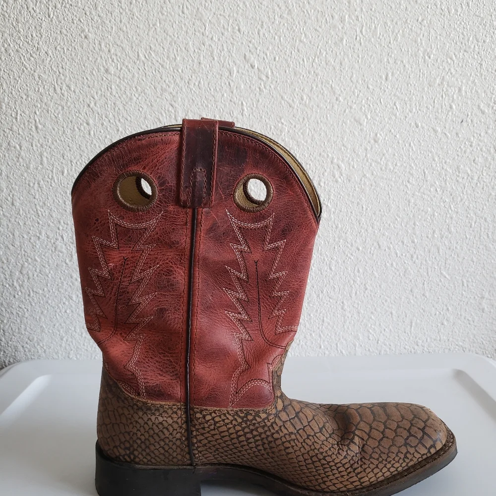 #Smoky Mountains Mens Western Rodeo Farm Cowboy Square Leather Boots
